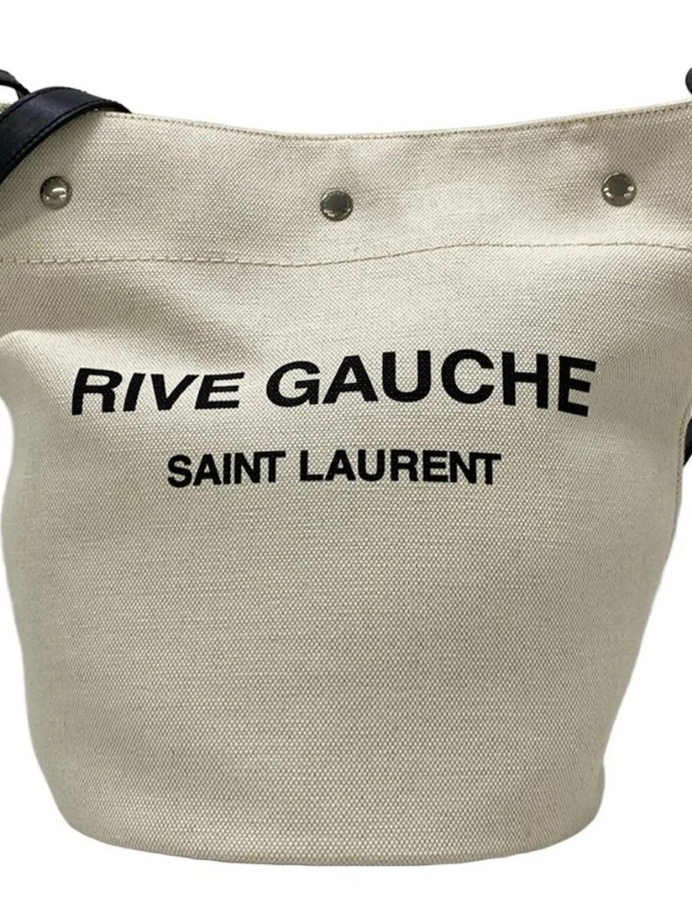 SAINT LAURENT PARIS - 676624 Cream Black Canvas Leather Shoulder Bag